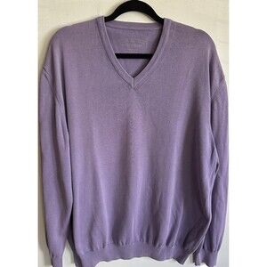 Scott Barber Sweater Mens XXL Purple Pullover V Neck  Cotton